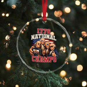 1776 National Champs Funny Founding Fathers Selfie Graphic Crystal Glass Ornament George Washington and Ben Franklin Cool Sunglasses Patriotic TS02 Print Your Wear