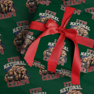 1776 National Champs Funny Founding Fathers Selfie Graphic Wrapping Paper Roll George Washington and Ben Franklin Cool Sunglasses Patriotic