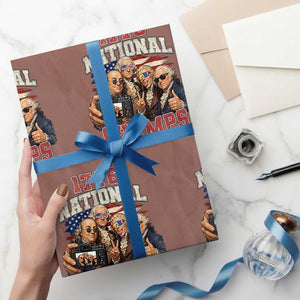 1776 National Champs Funny Founding Fathers Selfie Graphic Wrapping Paper Roll George Washington and Ben Franklin Cool Sunglasses Patriotic