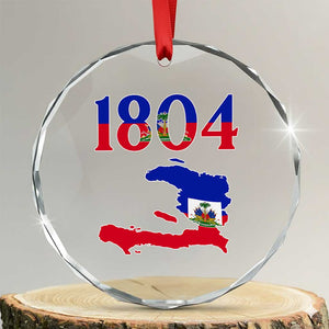 1804 Haiti Map and Flag Crystal Glass Ornament Haitian Heritage Pride Graphic TS02 Transparent Glass 3'' Circle Print Your Wear