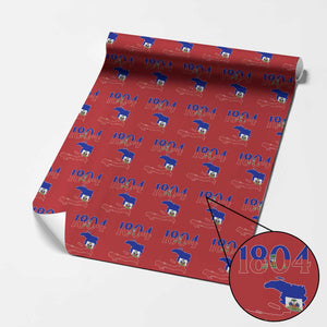 1804 Haiti Map and Flag Wrapping Paper Roll Haitian Heritage Pride Graphic TS02 Red Print Your Wear