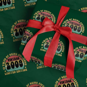 18th Birthday Wrapping Paper Roll Vintage 18yr 2008 Limited Edition 18 Year Old Gift TS10 Green Print Your Wear
