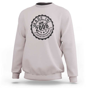 18th Birthday Sweatshirt Made In 2006 Limited Edition In May 18 Years Old Kid TS11 Ice Gray Print Your Wear