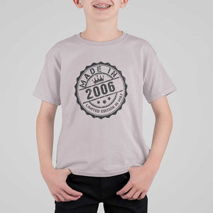 18th Birthday T Shirt For Kid Made In 2006 Limited Edition In May 18 Years Old Kid TS11 Ice Gray Print Your Wear