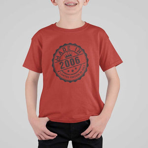 18th Birthday T Shirt For Kid Made In 2006 Limited Edition In May 18 Years Old Kid TS11 Red Print Your Wear