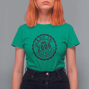18th Birthday T Shirt For Women Made In 2006 Limited Edition In May 18 Years Old Kid TS11 Irish Green Print Your Wear