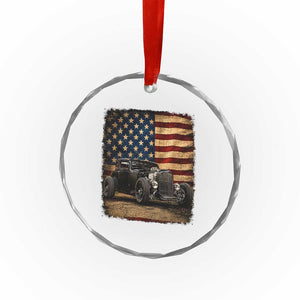 1932 American Classic Hotrod US Flag 4th of July Crystal Glass Ornament