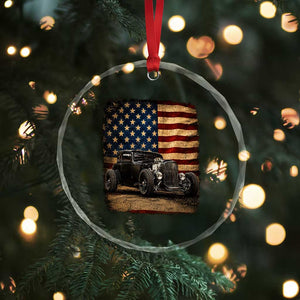 1932 American Classic Hotrod US Flag 4th of July Crystal Glass Ornament