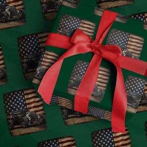 1932 American Classic Hotrod US Flag 4th of July Wrapping Paper Roll