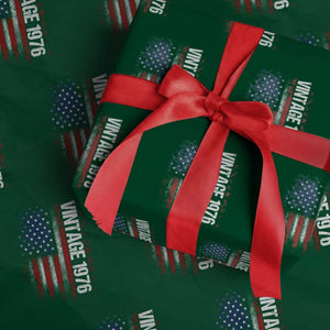 1976 Distressed American Flag Wrapping Paper Roll Patriotic 50th Birthday Graphic TS02 Green Print Your Wear