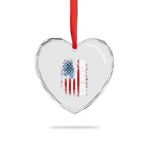 1976 Distressed American Flag Heart Crystal Glass Ornament Patriotic 50th Birthday Graphic TS02 Print Your Wear