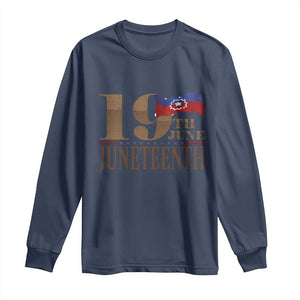19th June Juneteenth Freedom Day Long Sleeve Shirt Juneteenth Flag TS11 Navy Print Your Wear