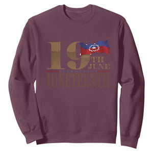 19th June Juneteenth Freedom Day Sweatshirt Juneteenth Flag TS11 Maroon Print Your Wear
