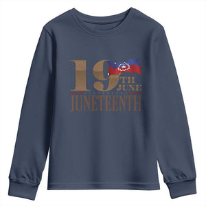 19th June Juneteenth Freedom Day Youth Sweatshirt Juneteenth Flag TS11 Navy Print Your Wear