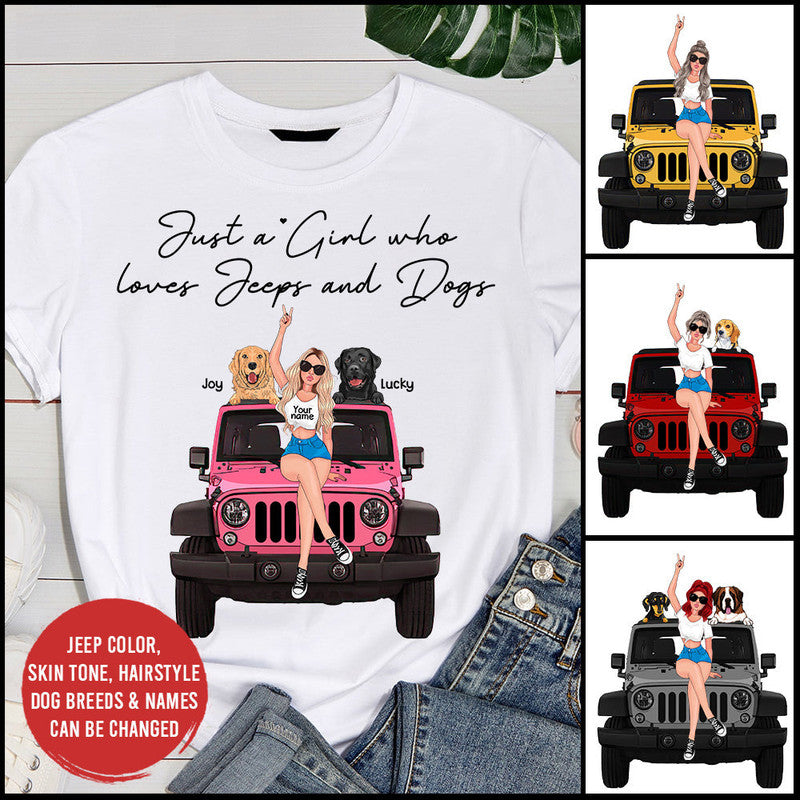 Custom Jeep Tee Shirts Just A Girl Who Loves Jeep and Dogs CTM Custom - Printyourwear