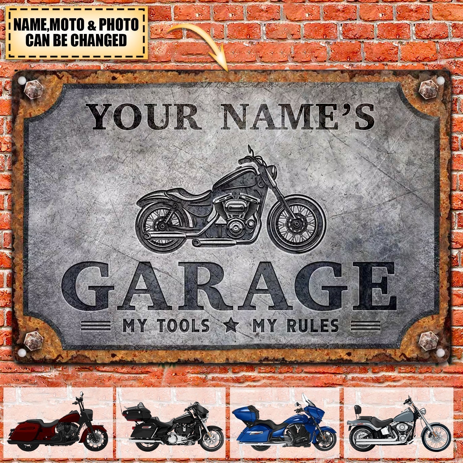 Motorcycle Personalized Photo Motorcycle Sign CTM Custom - Printyourwear