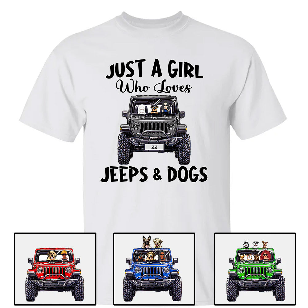Custom Jeep Shirts, Just A Girl Who Loves Jeeps And Dogs, Jeep Dog Apparel CTM00 Hoodie Youth Custom - Printyourwear