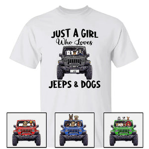 Custom Jeep Shirts, Just A Girl Who Loves Jeeps And Dogs, Jeep Dog Apparel CTM00 Hoodie Youth Custom - Printyourwear