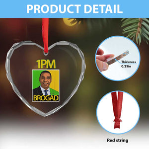 1PM BROGAD JLP Supporter Andrew Holness Heart Crystal Glass Ornament Jamaica Labor Party Politics TS02 Print Your Wear