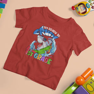 1st Grade Shark T Shirt For Kid I'm Ready To Crush First Grade Attack TS02 Printyourwear