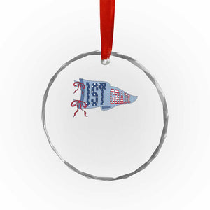 1st Grade Teacher Pennant US Flag Back to School Crystal Glass Ornament