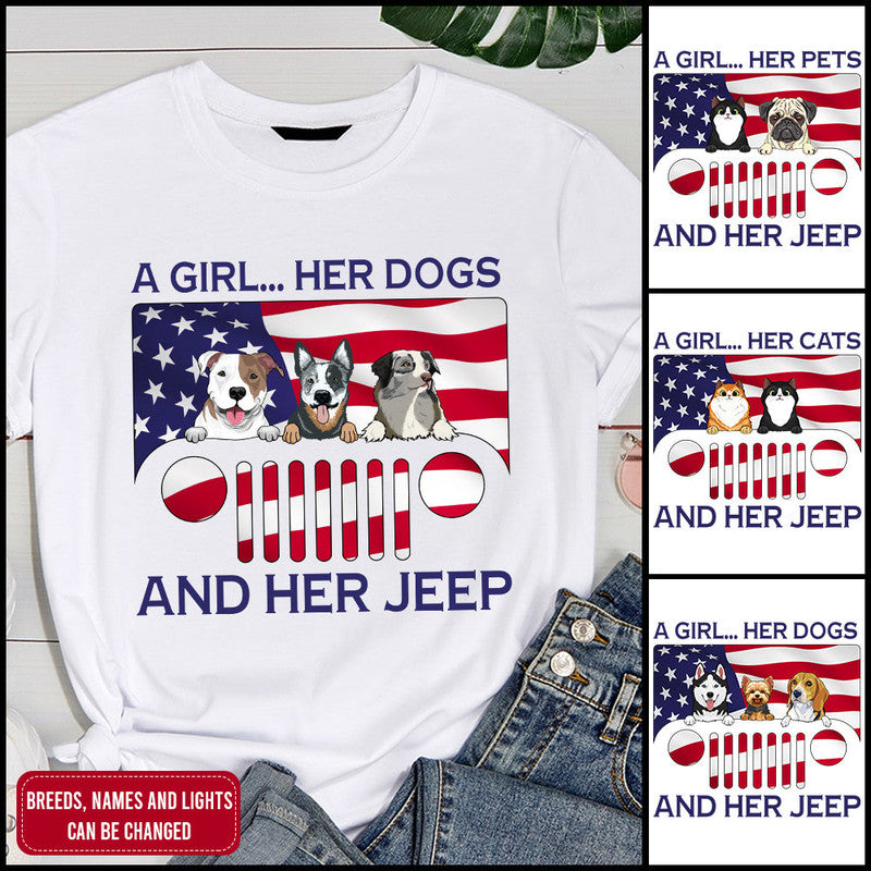 Custom Jeep Tee Shirts American Jeep Dogs and Cats CTM Custom - Printyourwear