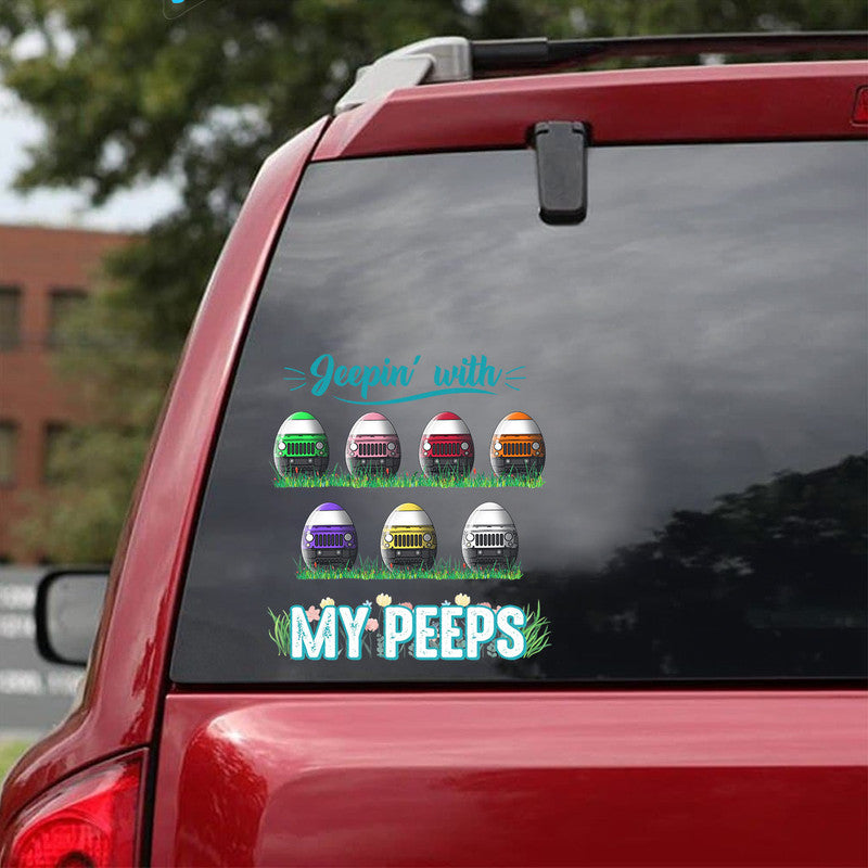 Personalized Jeep Decal Easter Day Jeepin With My Peeps , CTM 13x13cm Custom - Printyourwear