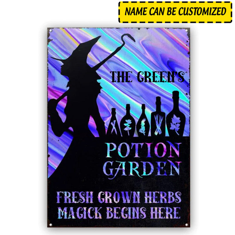 Halloween Personalized Metal Signs Witch Potion Garden With Cat CTM One Size 24x18 inch (60.96x45.72 cm) Custom - Printyourwear