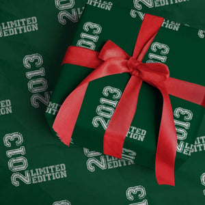 2013 Limited Edition Wrapping Paper Roll Limited Edition 13th Birthday Boys Girl TS10 Green Print Your Wear