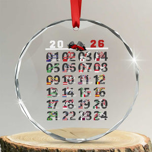 2026 Car Racing Circuit Crystal Glass Ornament International Race Track Schedule Graphic with Flags TS02 Transparent Glass 3'' Circle Print Your Wear