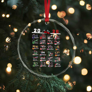 2026 Car Racing Circuit Crystal Glass Ornament International Race Track Schedule Graphic with Flags TS02 Print Your Wear