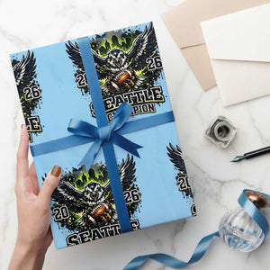 2026 Champion Wrapping Paper Roll Gift For Seattle Sports Fans TS12 Light Blue Print Your Wear