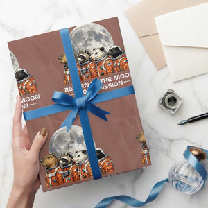 2026 Mission Lunar Orbit Animal Crew Wrapping Paper Roll Funny Capybara Raccoon Opossum Skunk Astronauts TS02 Mocha Print Your Wear