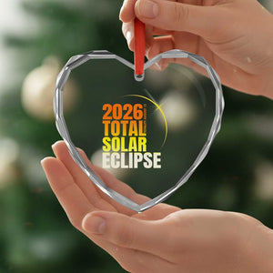 2026 Total Solar Eclipse August 12 Heart Crystal Glass Ornament Totality Modern Space Graphic TS02 Print Your Wear