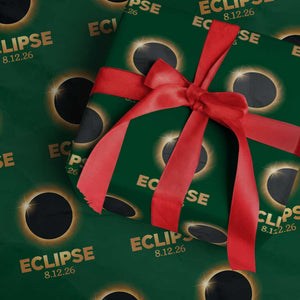2026 Total Solar Eclipse Wrapping Paper Roll August 12 Totality Astronomy Souvenir TS02 Green Print Your Wear
