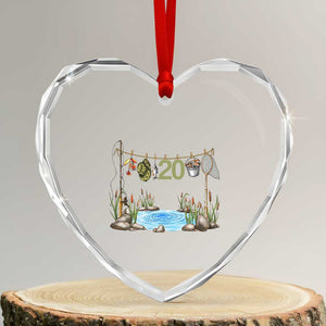 20th Birthday Fishing Heart Crystal Glass Ornament Fisherman Birthday Party Gift