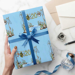 20th Birthday Fishing Wrapping Paper Roll Fisherman Birthday Party Gift