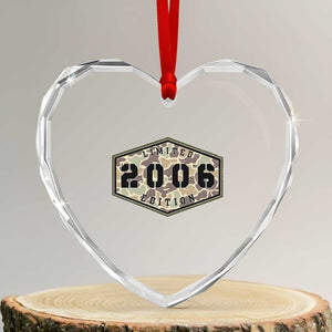 20th Birthday Hunting Heart Crystal Glass Ornament 2006 Limited Edition Vintage Camouflage Gifts For Turning 20