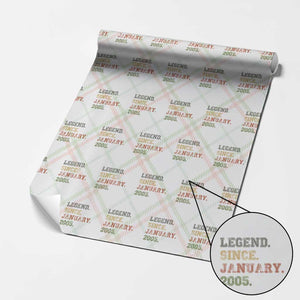 21st Birthday Gifts Wrapping Paper Roll Retro 21 Years Old Legend Since January 2005 TS10 Christmas Plaid Print Your Wear