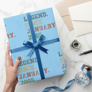 21st Birthday Gifts Wrapping Paper Roll Retro 21 Years Old Legend Since January 2005 TS10 Light Blue Print Your Wear