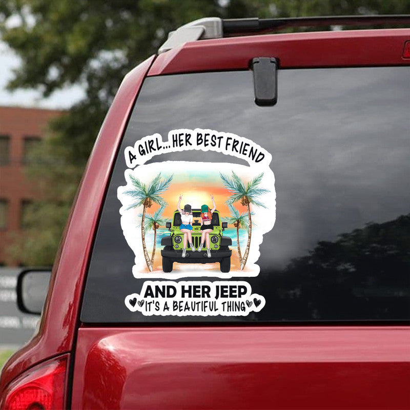 Personalized Jeep Decal Besties Off Road , Gift For Best Friends, Life Is Better With Bestie CTM 13x13cm Custom - Printyourwear