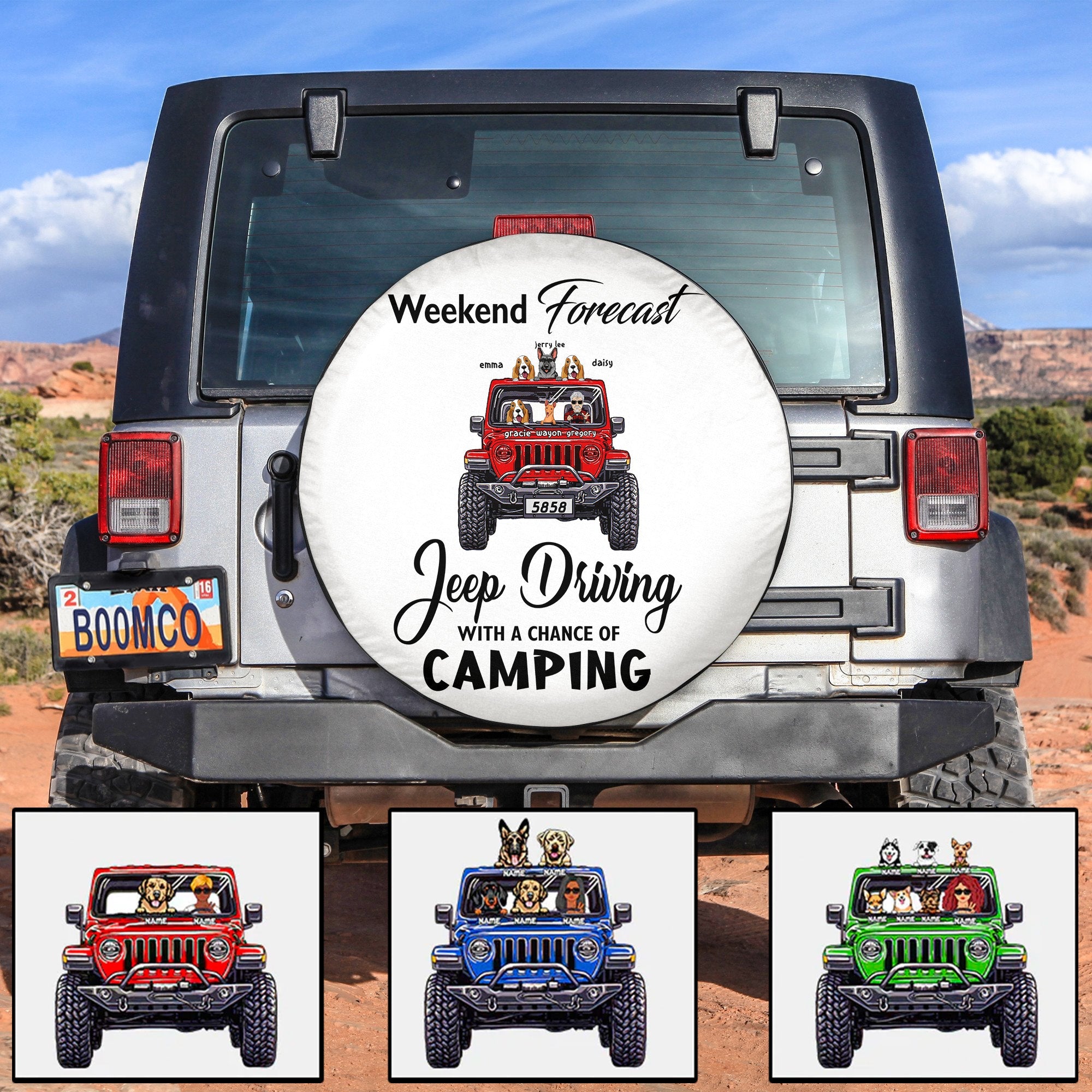 Personalized Jeep Tire Cover, Weekend Forecast Jeep Driving With A Chance Of Camping CTM Custom - Printyourwear