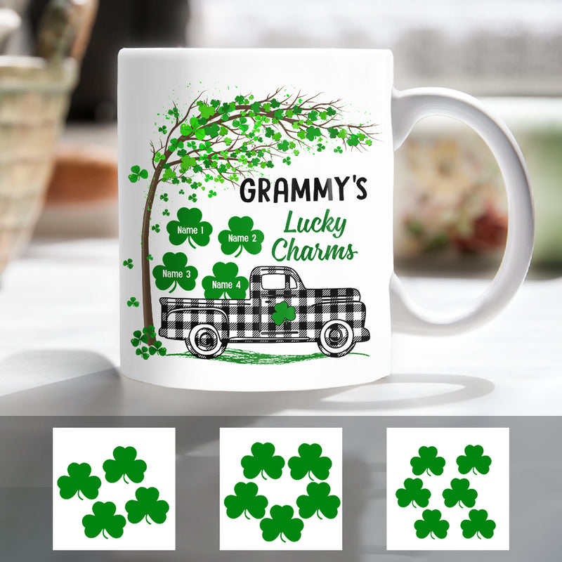 Personalized St Patricks Day Irish Grandma Mug Shamrock Truck CTM One Size 11oz size Custom - Printyourwear