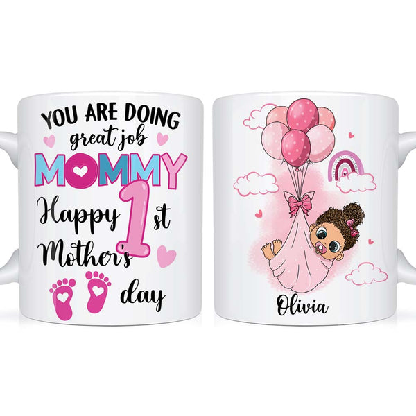 Personalized Gift for Mom Happy 1st Mothers Day Mug CTM One Size 11oz size Custom - Printyourwear