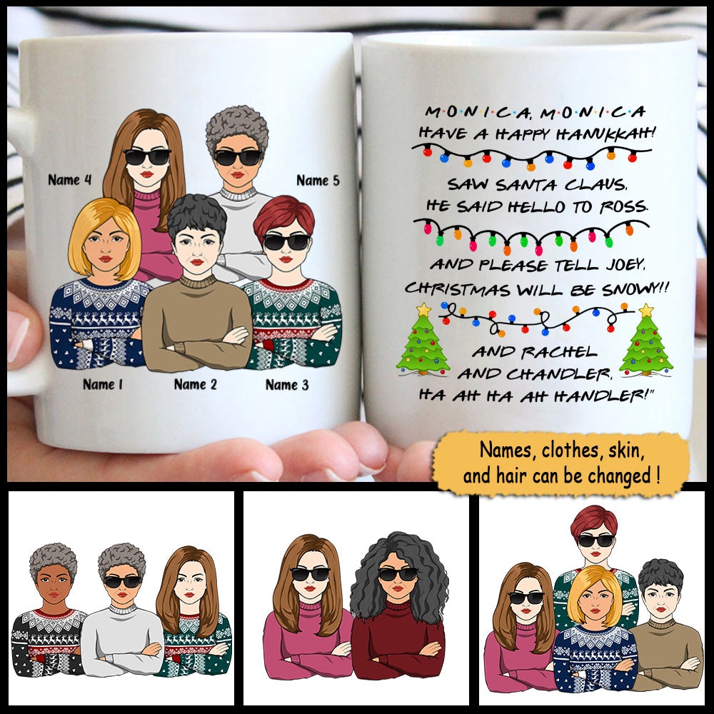 Personalized A Happy Hanukkah Mug with Christmas Tree Mug CTM One Size 11oz size Custom - Printyourwear