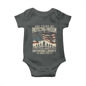 250 Years Of Protecting Freedom Defending Liberty Since 1775 Baby Onesie US Military Army Birthday TS11 Dark Heather Print Your Wear