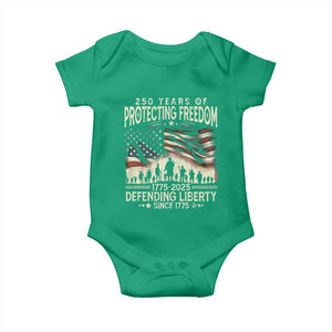 250 Years Of Protecting Freedom Defending Liberty Since 1775 Baby Onesie US Military Army Birthday TS11 Irish Green Print Your Wear