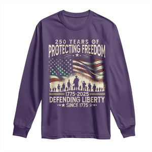 250 Years Of Protecting Freedom Defending Liberty Since 1775 Long Sleeve Shirt US Military Army Birthday TS11 Purple Print Your Wear
