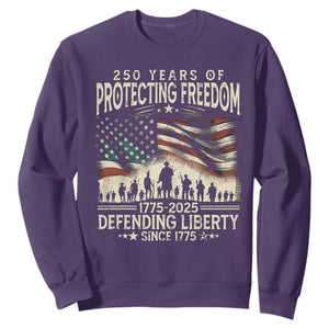 250 Years Of Protecting Freedom Defending Liberty Since 1775 Sweatshirt US Military Army Birthday TS11 Purple Print Your Wear