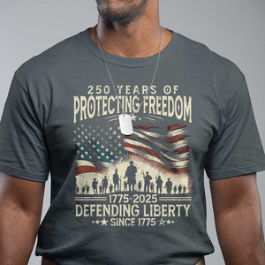 250 Years Of Protecting Freedom Defending Liberty Since 1775 T Shirt US Military Army Birthday TS11 Dark Heather Print Your Wear